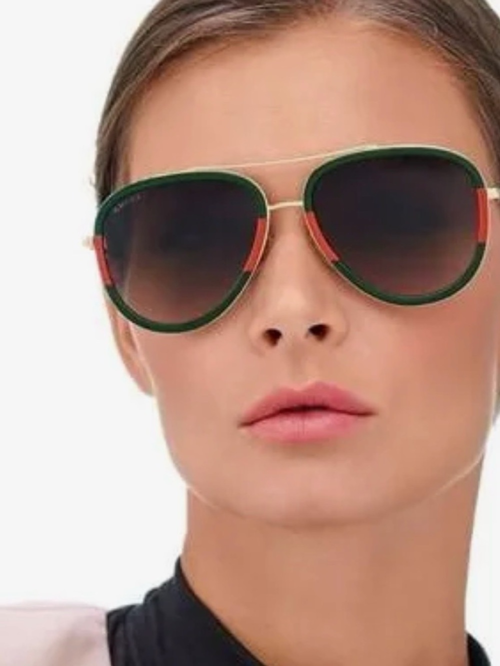 Like NEW! Gucci Green and Red Aviator Sunglasses for Women